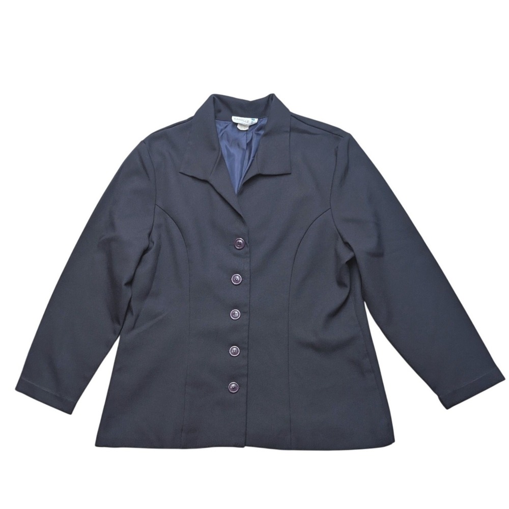 Vintage Danielle B Blazer Women 16 Blue Button Front Long Sleeve Lined P2347C